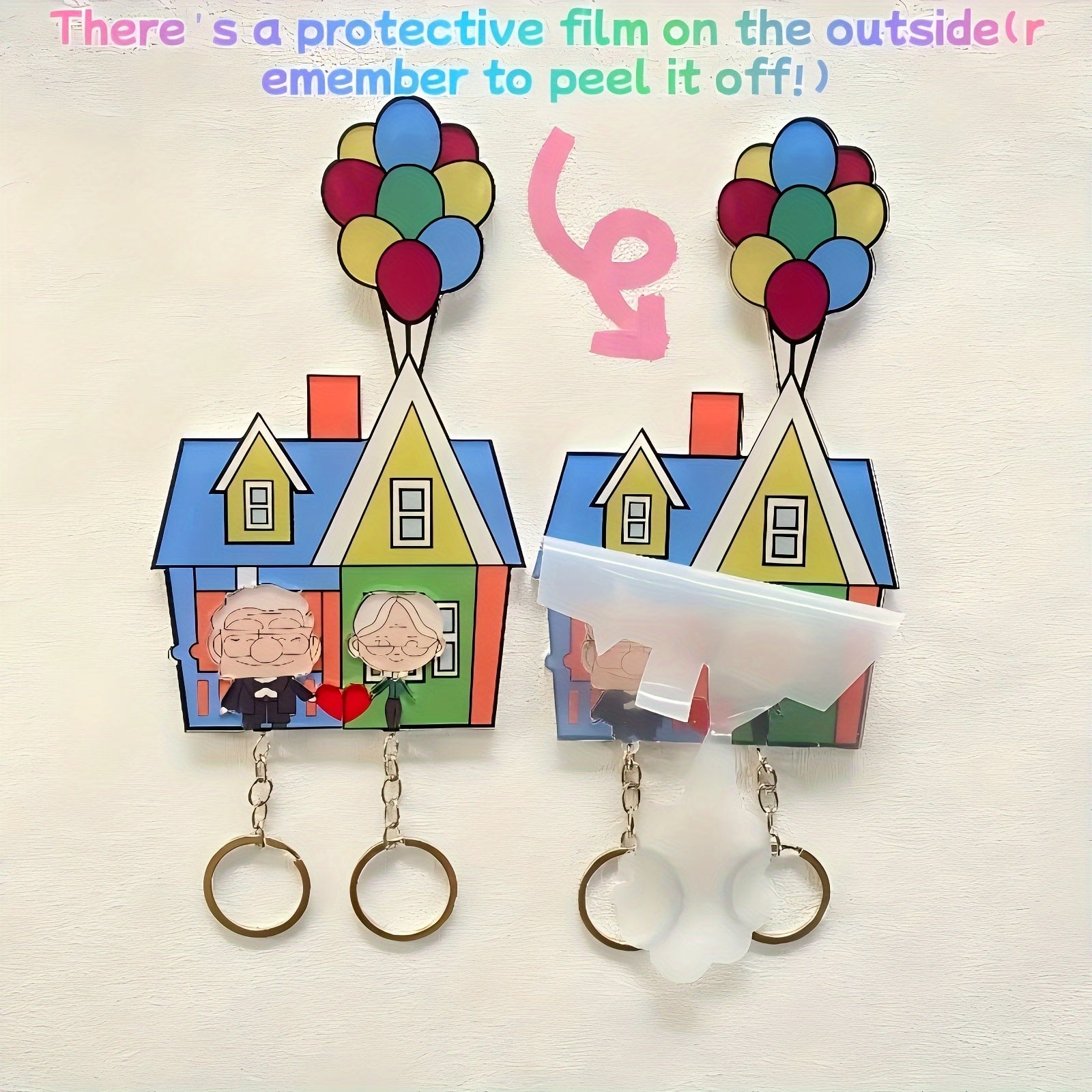 Juego de llaveros románticos para parejas con colgante de corazón de acrílico para amantes y recién casados