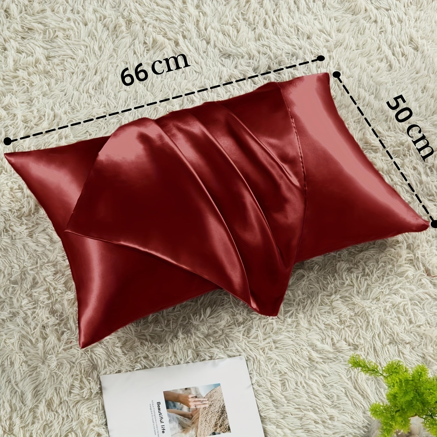 Luxurious Satin Pillowcases Solid Color Zipper Closure Skin-Friendly Hair-Protective
