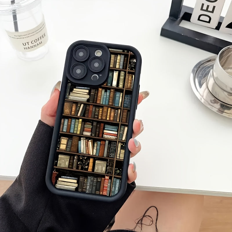 Cartoon Bookshelf Design TPU Phone Case for iPhone Men Women