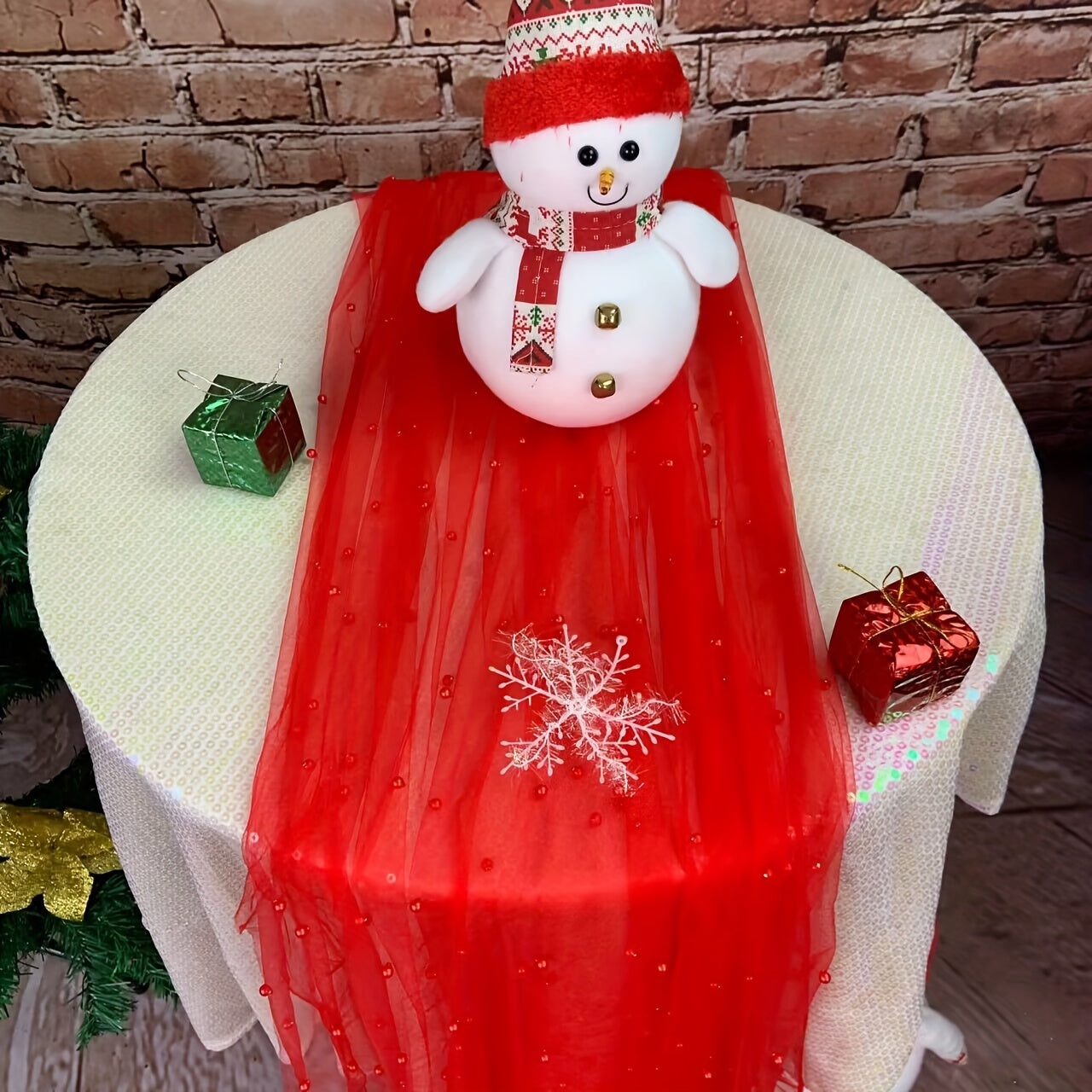 Pearl Lace Embroidered Table Runner for Wedding Arch Bridal Shower Event White Chiffon Tulle