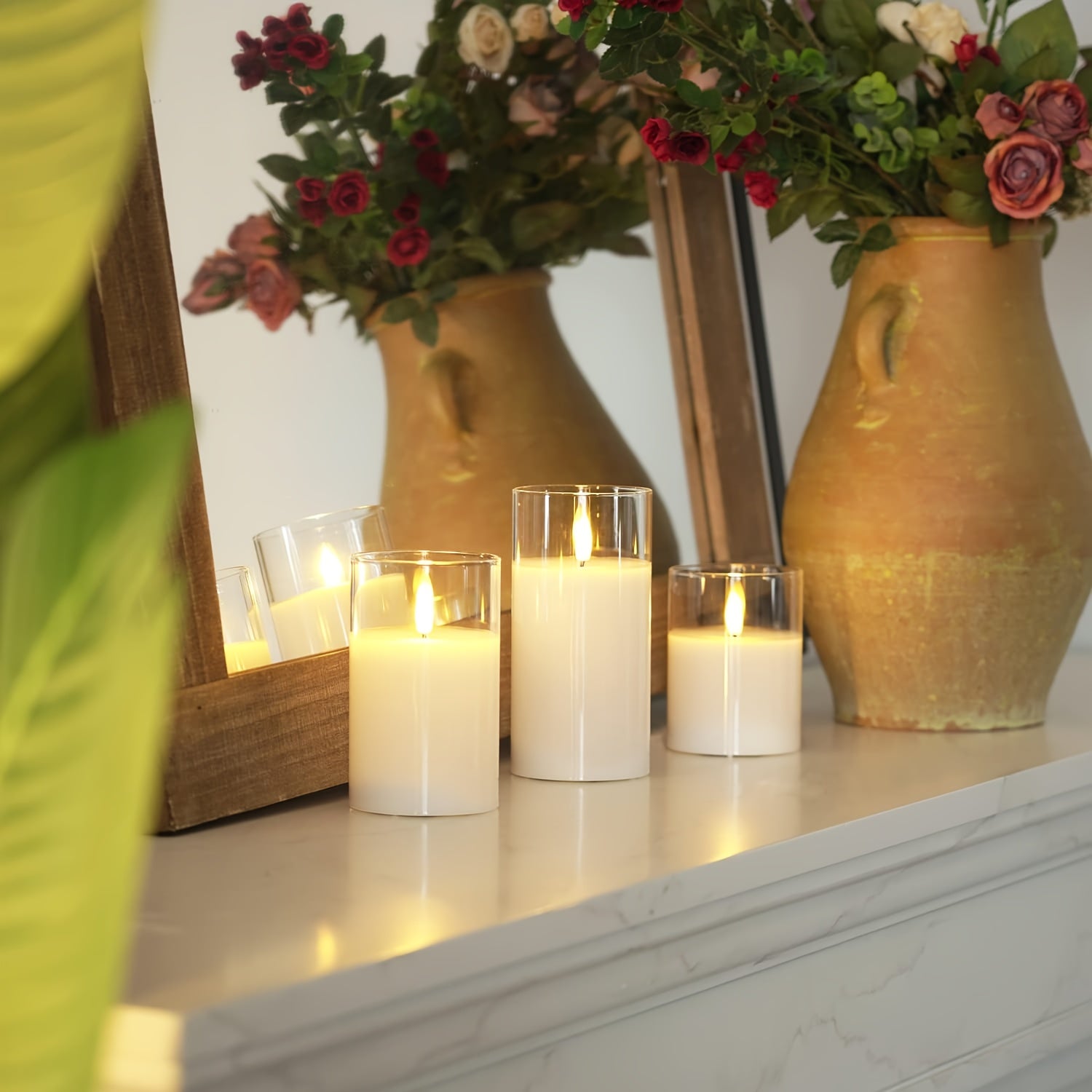 Remote Controlled LED Candle Set with Timer Battery Operated in Three Sizes