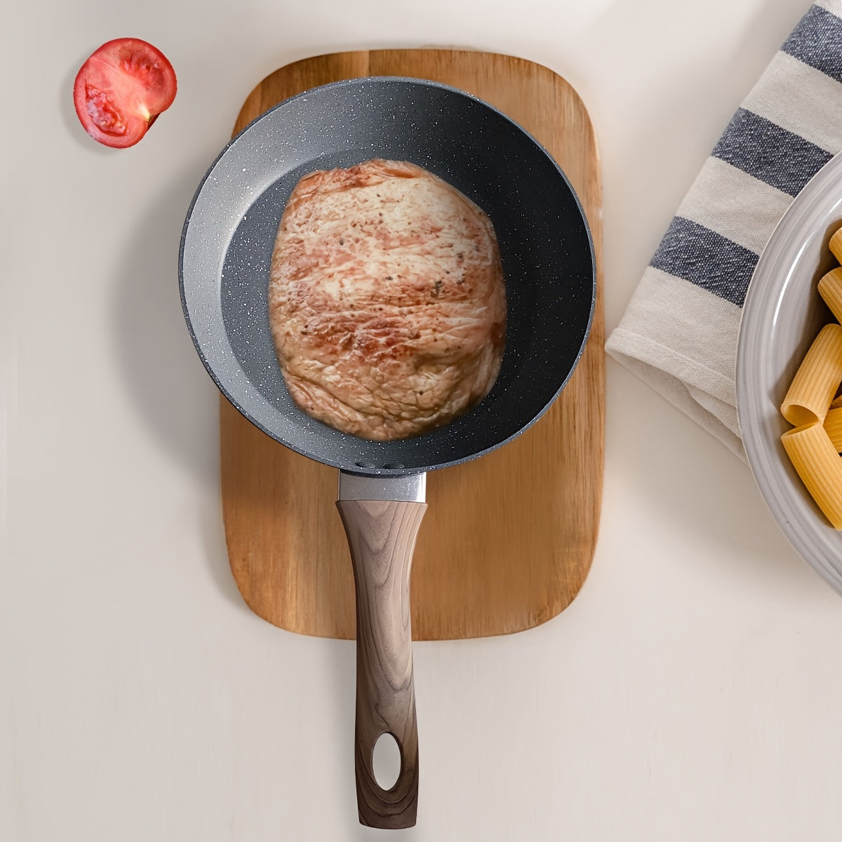 Non-Stick Aluminum Frying Pan Gray Granite Stone Induction Gas Stove Cookware