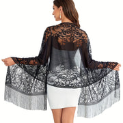 Women's Lace Shawl with Tassels for Graduation Parties Dress Matching 179.83x59.94cm