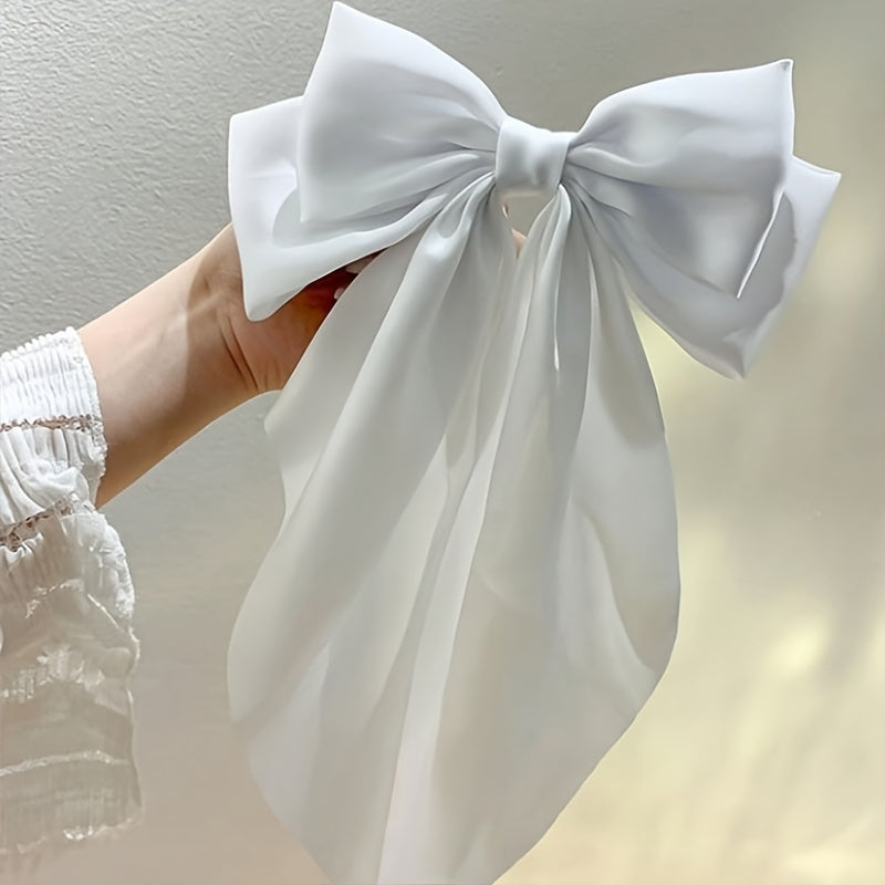 Set of 4 Women's Satin Bow Hair Clips for Casual and Vacation Wear