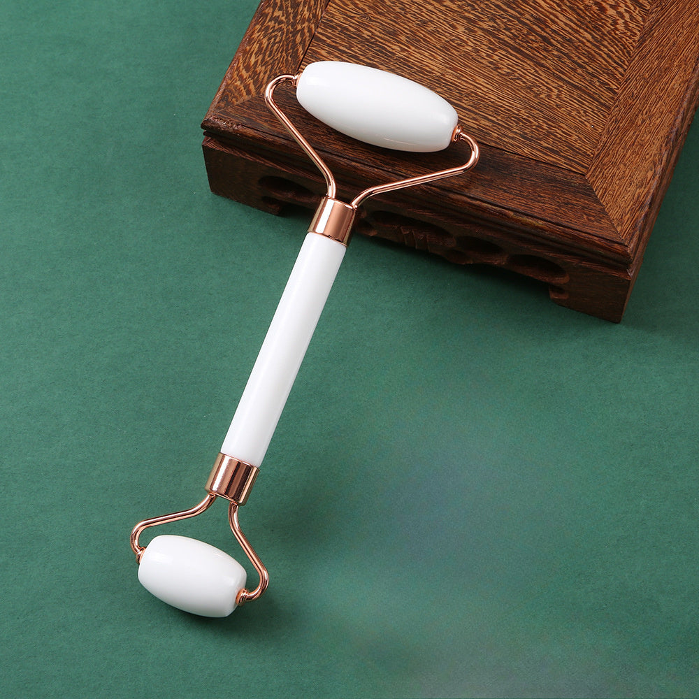 Heart-Shaped Crystal Facial Roller for Lifting Pink and White Non-Jade Material