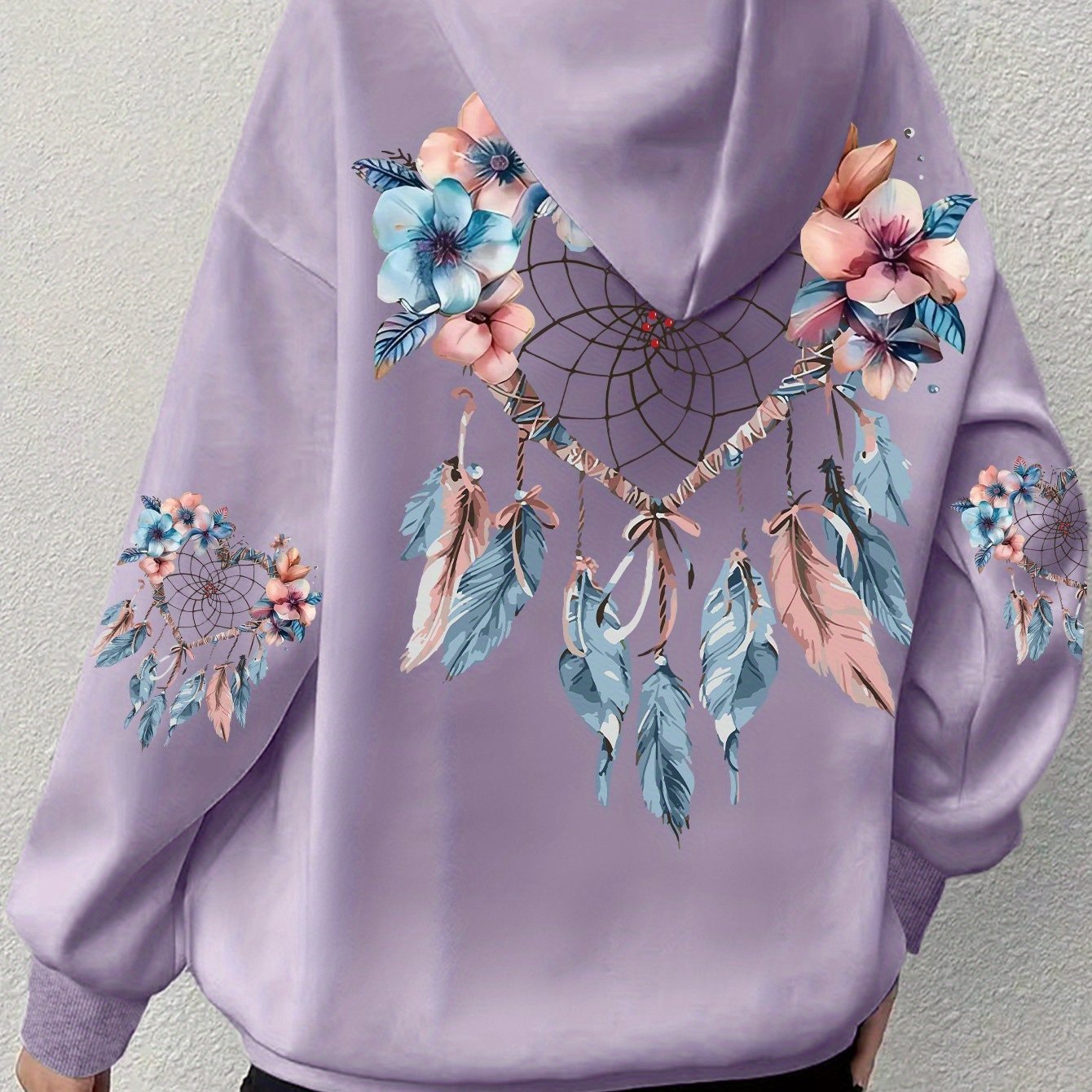 Women's Plus Size Dreamcatcher Hoodie Cozy Long Sleeve Pullover with Pockets
