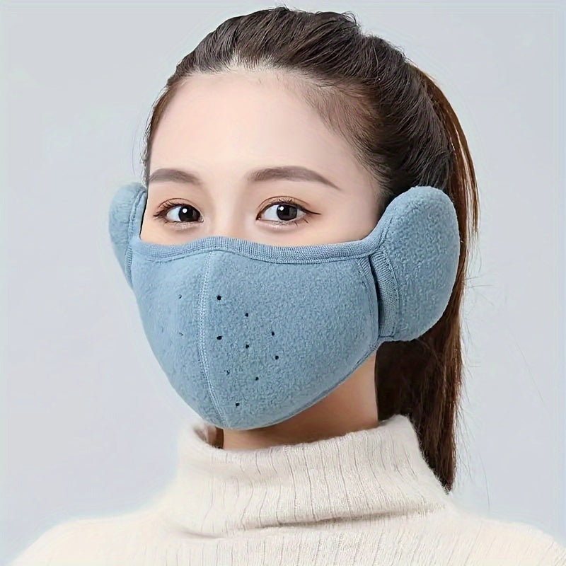 Unisex Winter Thermal Face Mask with Earmuffs Cold-Proof Breathable Cycling Mask
