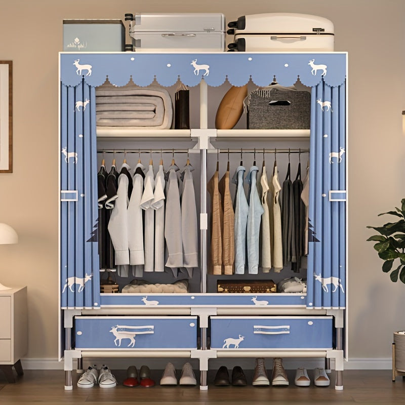 Rojdestvo mavzusidagi portativ saqlash shkafi, po'lat ramka bilan, 2 ta osma barlar, 4 ta javon