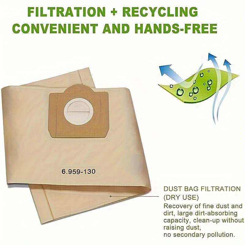 Replacement Vacuum Cleaner Dust Bags for WD3, MV3, NT20, 6.959-130