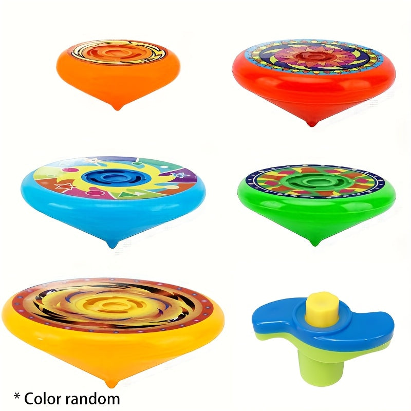 Set of 5 Multi-Color Spinning Tops for Stacking and Battle Games
