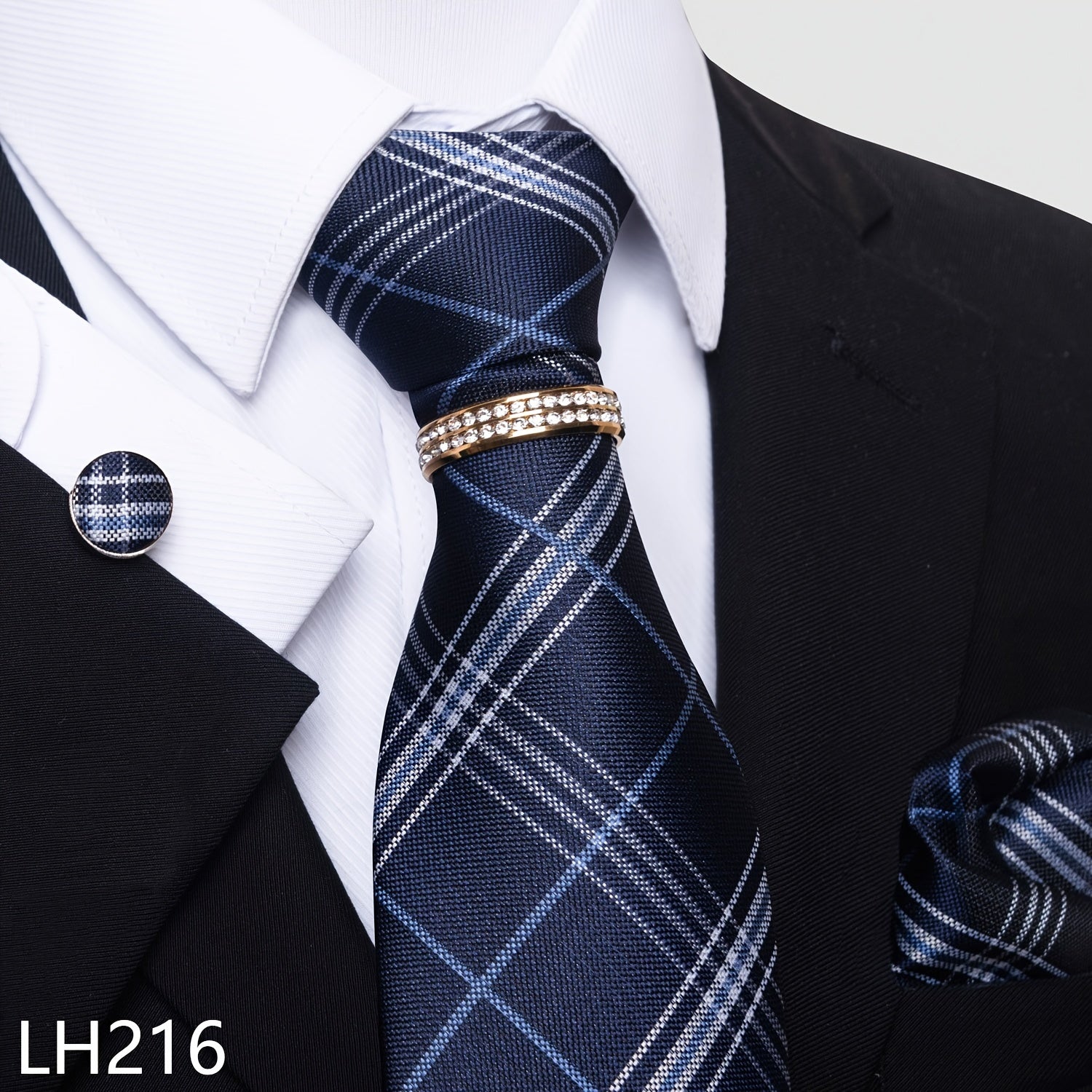 Erkaklar uchun rasmiy ish va to'y kiyimlari to'plami, chiziqli gul naqshli galstuk, cho'ntak sharlari, manşetli kalitlar va uzuk bilan