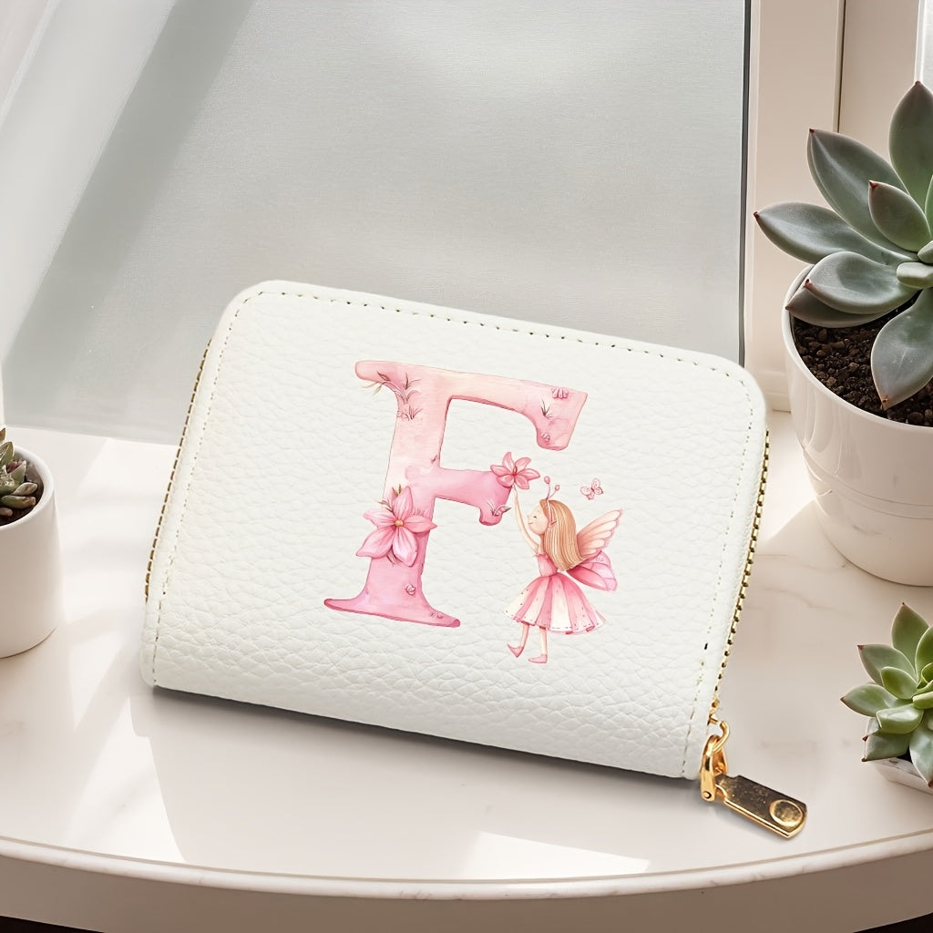 Tarjetero de mujer de cuero sintético, estilo acordeón delgado, con cierre de cremallera para monedas