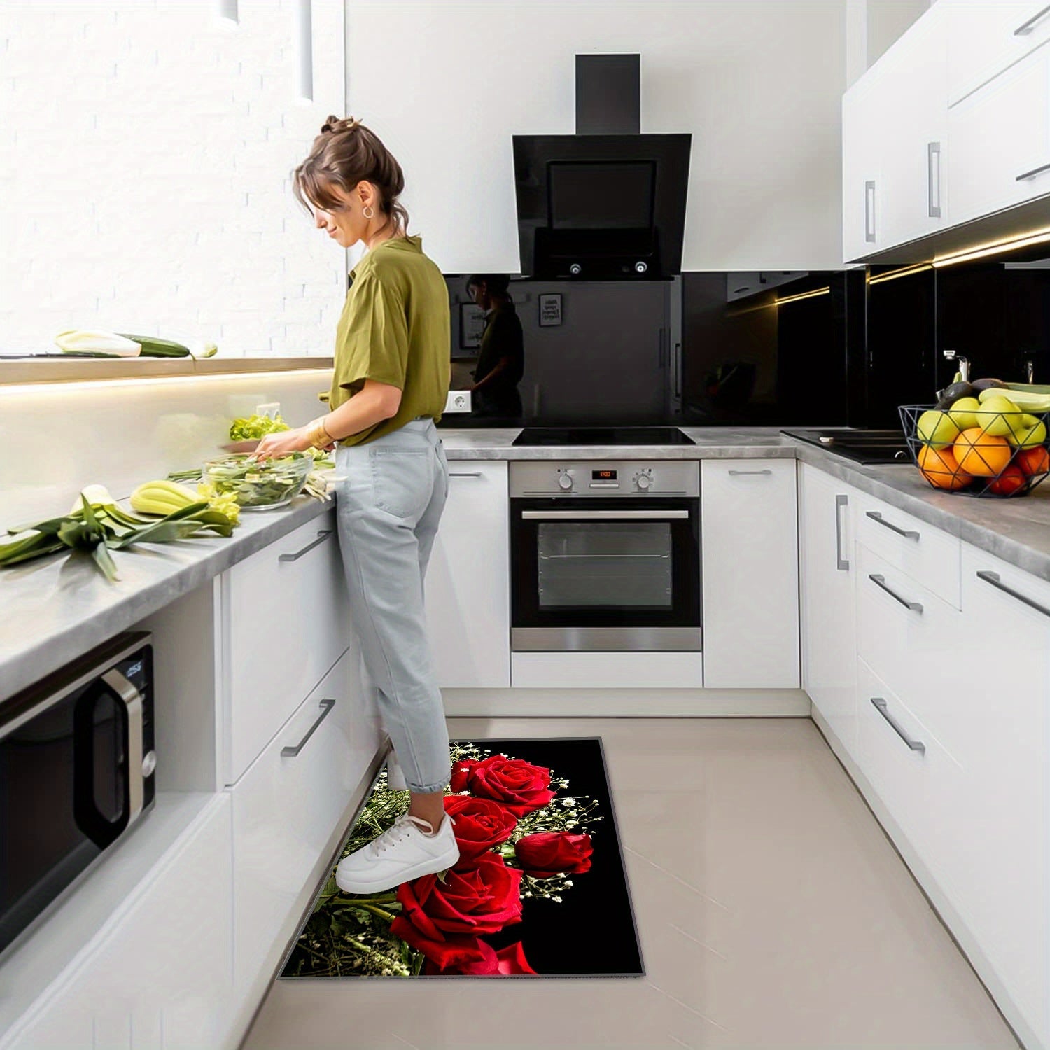 Набор кухонных ковриков с амортизирующими противострессовыми ковриками, водонепроницаемый, нескользящий, в рустикальном стиле