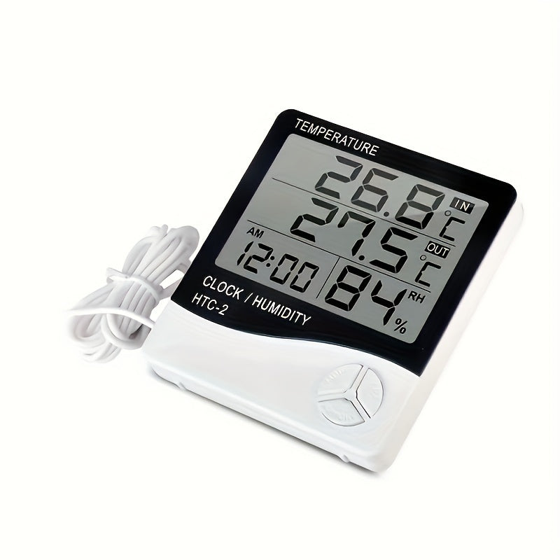 Digital Indoor Outdoor Thermometer Hygrometer with Clock Alarm Calendar