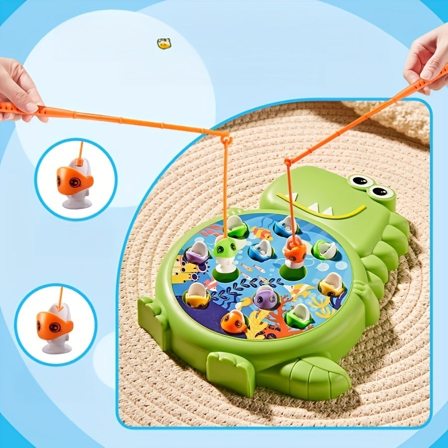 Educational Dinosaur Fishing Game Set for Kids Green Blue Interactive Toy