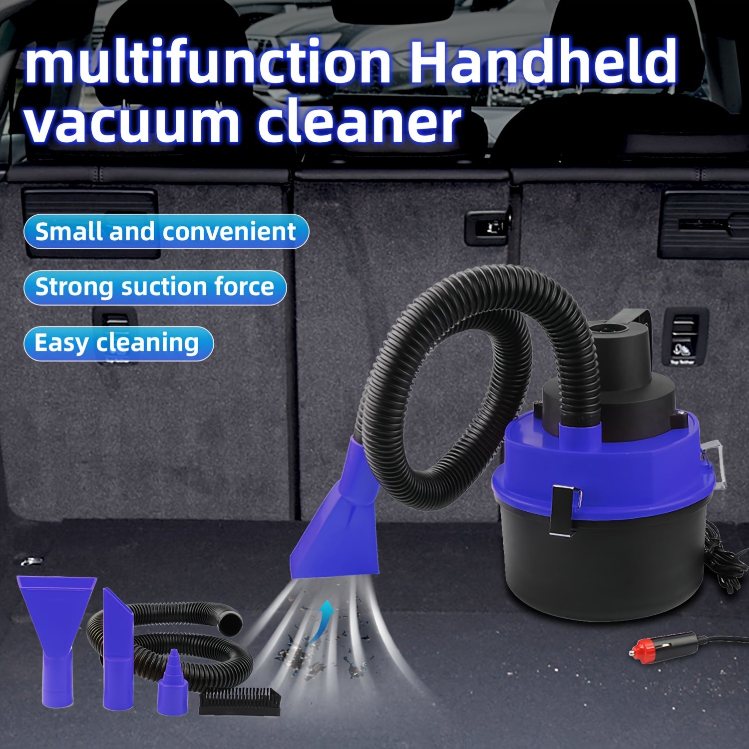 Car Vacuum Cleaner with Suction and Blowing Functions for Interior Cleaning 12V Portable Cylinder Style