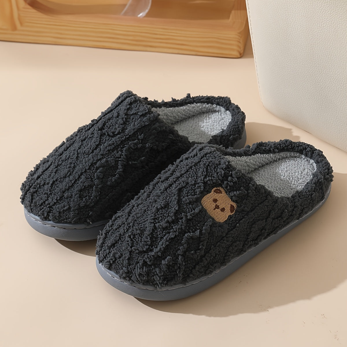 Women's Cozy Fleece Bear Slippers for Home Warmth