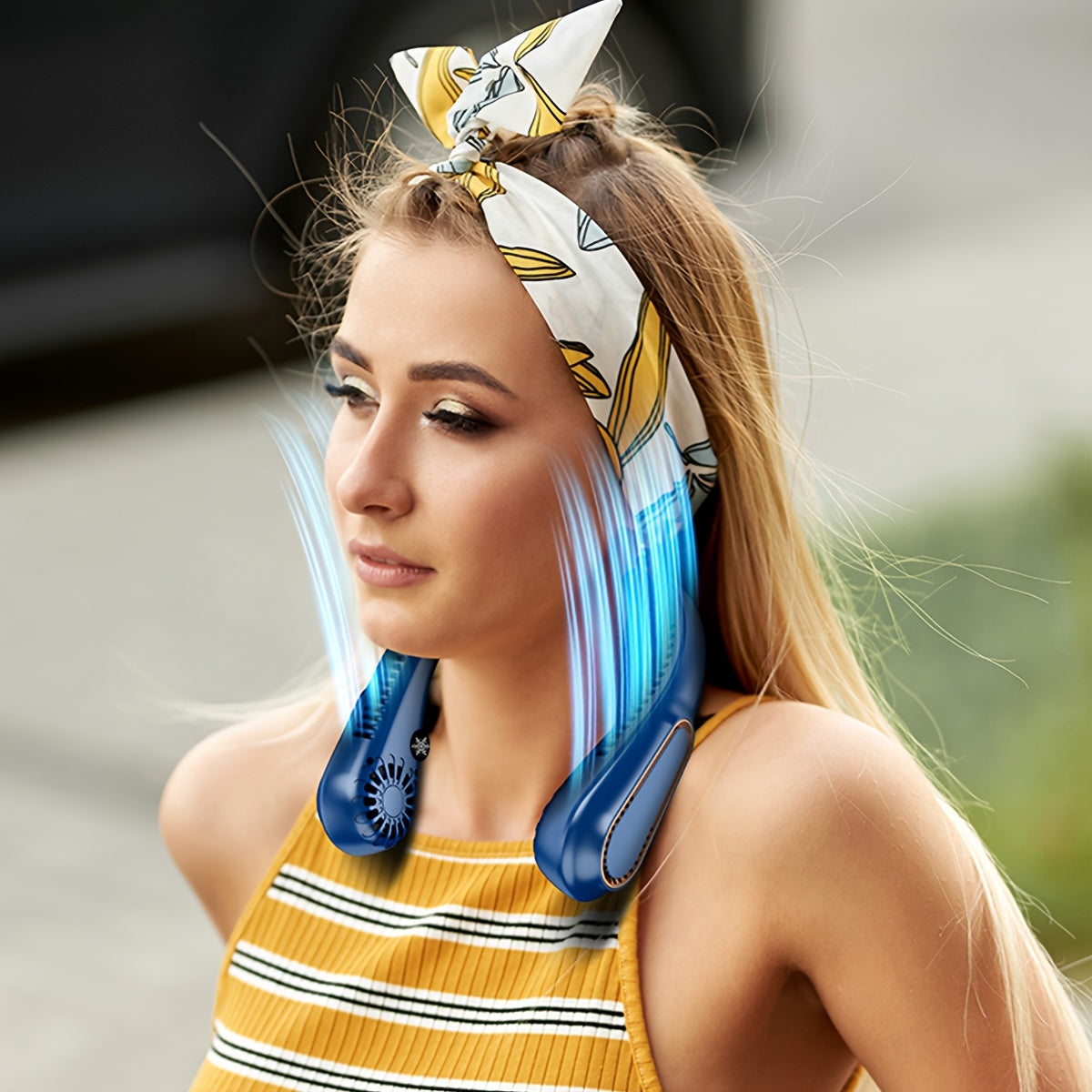 Portable Digital Neck Fan Bladeless USB Rechargeable 1200mAh Battery for Outdoor Camping Home