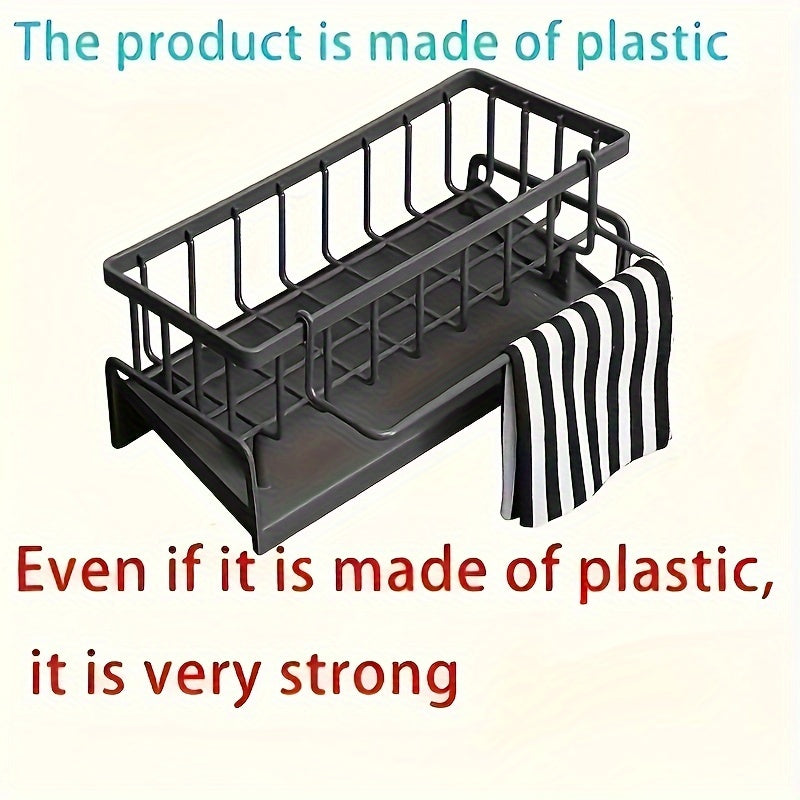 Kuchka sinki tashkilotchisi rack ikki qavatli drenajli plastmassa qora saqlash uchun yuvish cho'tkalar va tozalash asboblari