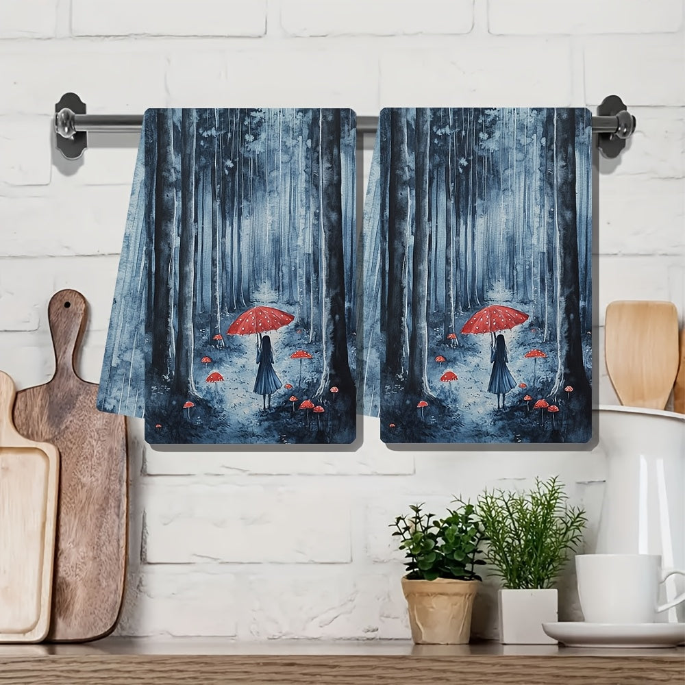Juego de 2 toallas de cocina ultra suaves y absorbentes con diseño de selva lluviosa