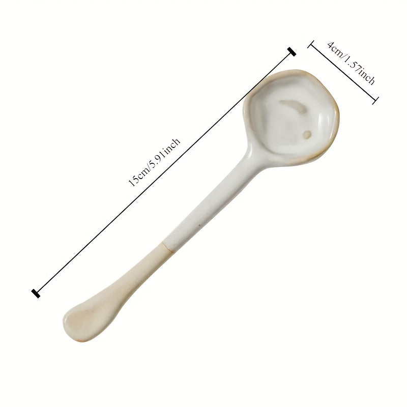 Set of 4 Retro European Ceramic Coffee Spoons Heat-Resistant Stirring Utensils