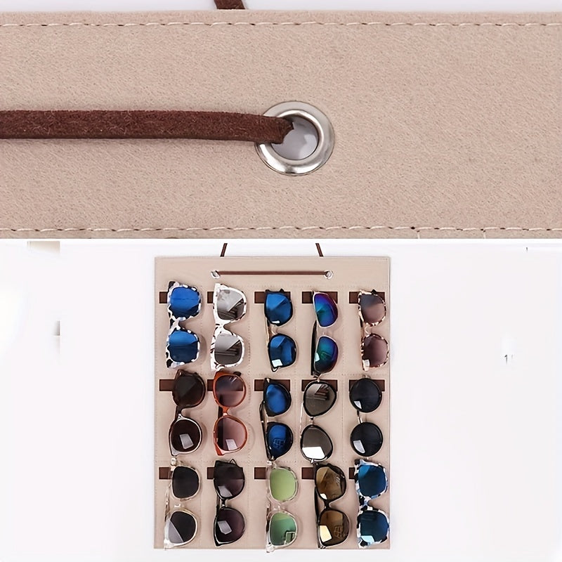 Foldable Eyeglasses Hanging Pouch Wall-Mounted Display Rack for Glasses Jewelry Watches