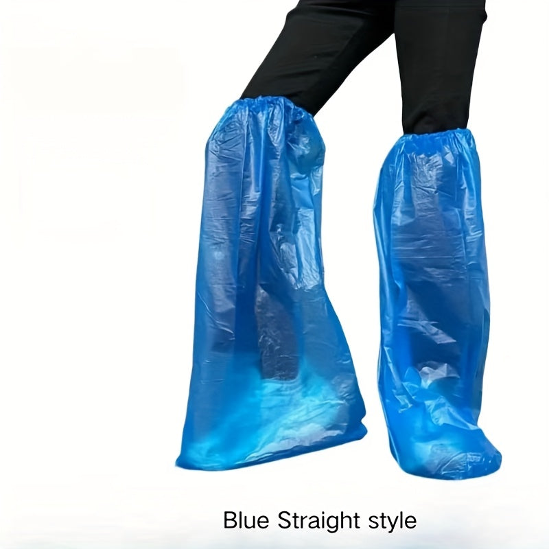 10Pcs Waterproof Shoe Covers Clear Plastic Lightweight Non-Slip Blue White