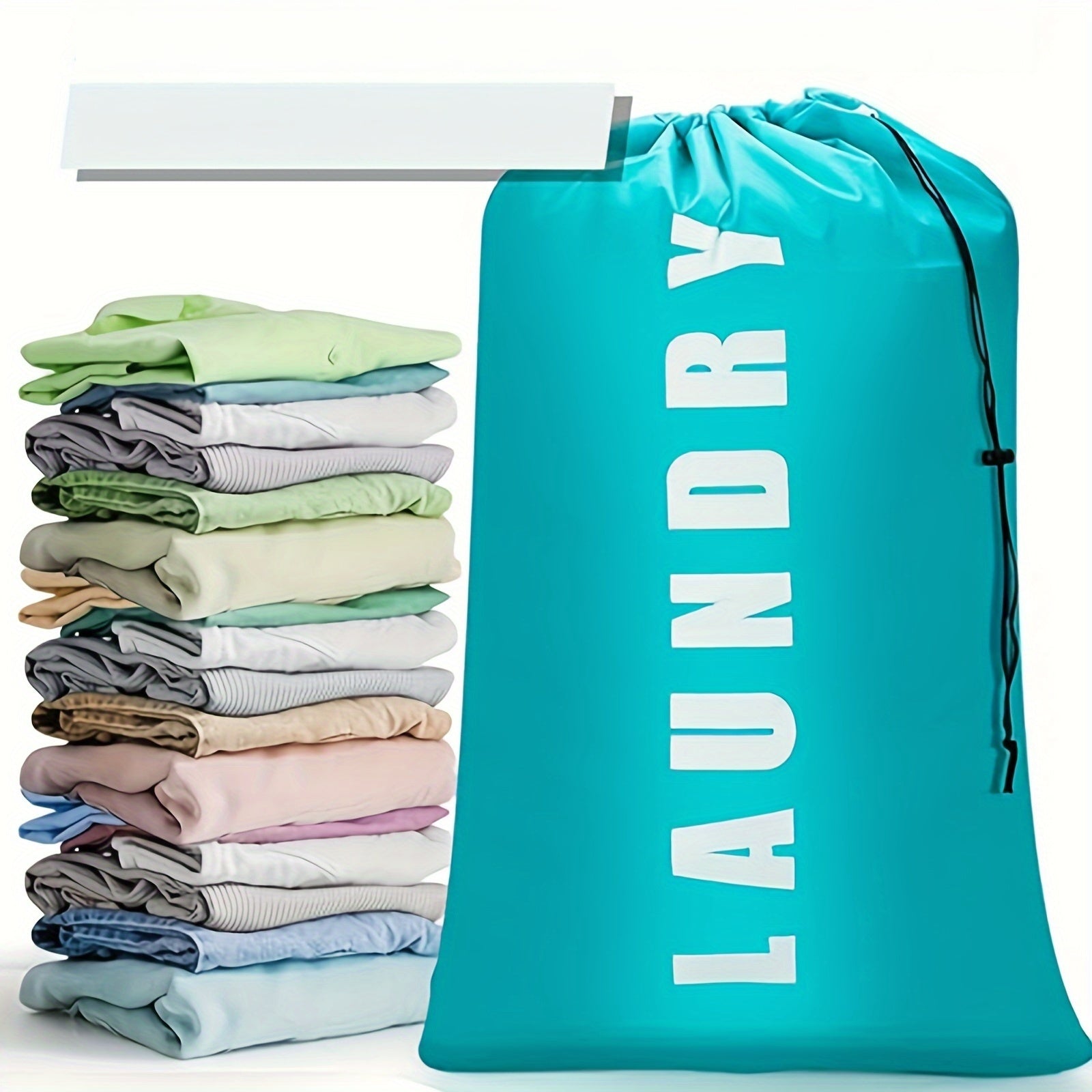 Large Waterproof Foldable Laundry Bag with Drawstring Anti-Tear Dustproof Storage Organizer