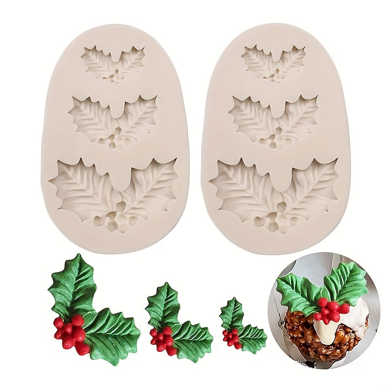 Christmas Holly Leaf Silicone Mold for Cake Decorating and Baking