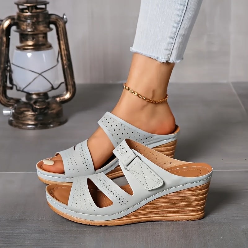 Women's Summer Wedge Sandals Platform Open Toe Ankle Strap Casual