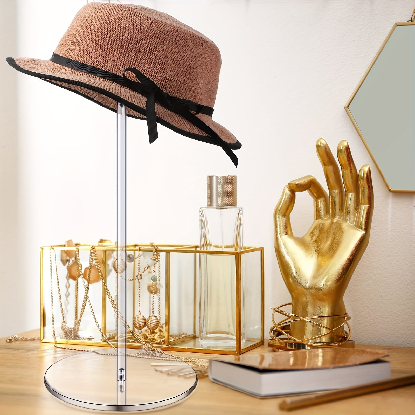 Clear Acrylic Hat Display Stand for Buckets Baseball Caps and Wigs