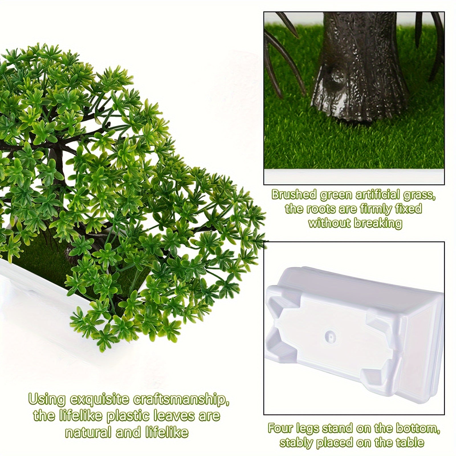 Mini árbol de pino artificial en maceta blanca para decoración de hogar y oficina