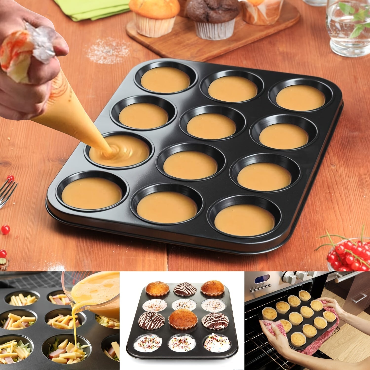 Nonstick 12-Cup Muffin Pan for Oven Baking Kitchen Cookware