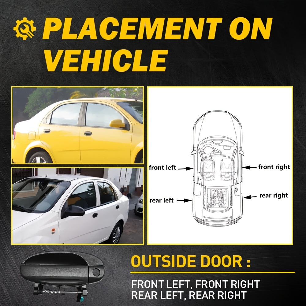 Car Door Handle Set for Chevrolet, Durable Plastic, Front Left and Right