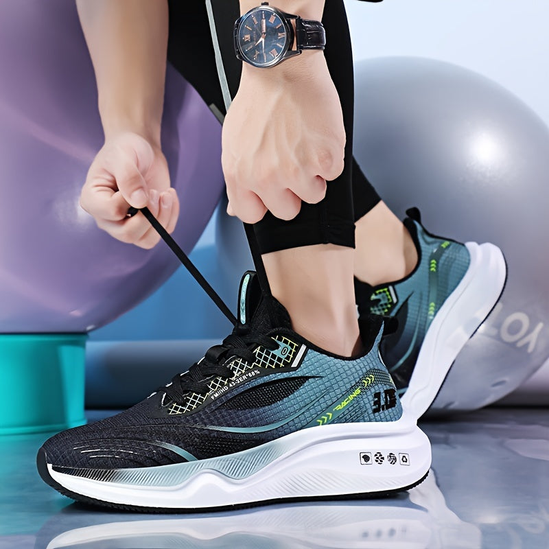 Men's Ultra-Light Carbon Plate Running Shoes Breathable Mesh Shock-Absorbing Lace-Up