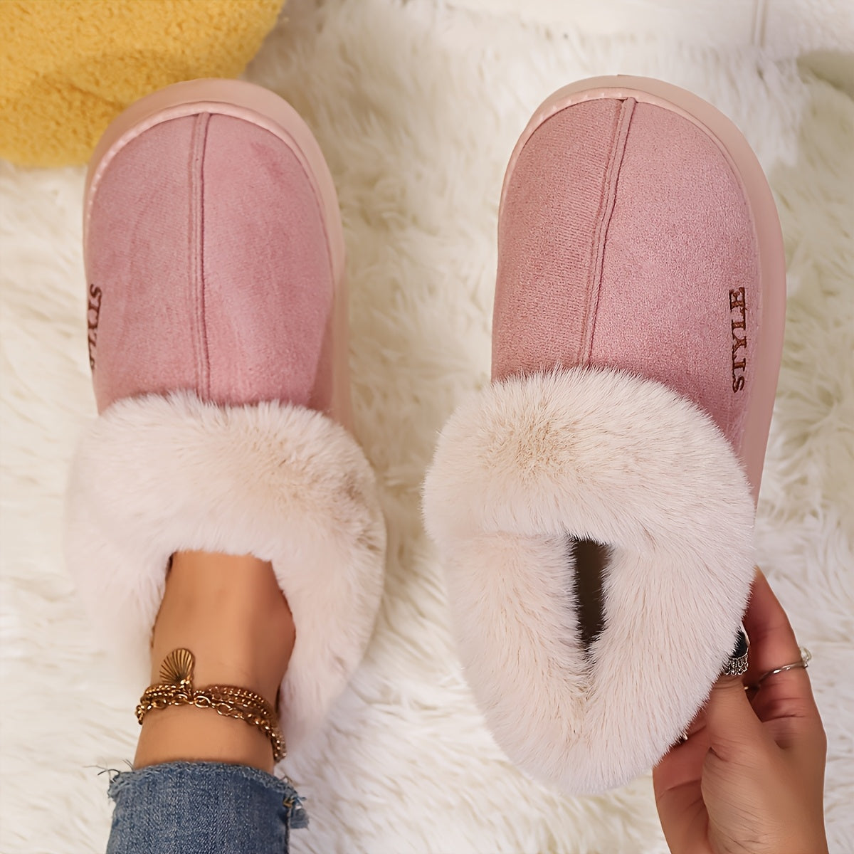 Ayollar uchun qishki issiq kengaytirilgan shippaklar, 5 rangda qulay kundalik poyabzal