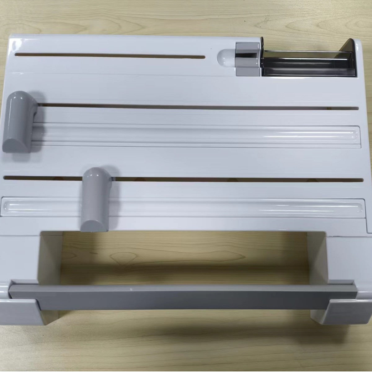 Kitchen Organizer with Plastic Wrap Dispenser and Cutter for Food Storage