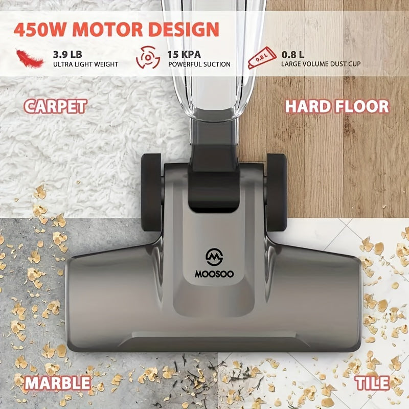 MOOSOO LT450 Пылесос-щетка: Мощное всасывание для легкой уборки на твердых полах и шерсти домашних животных, легкий и универсальный.