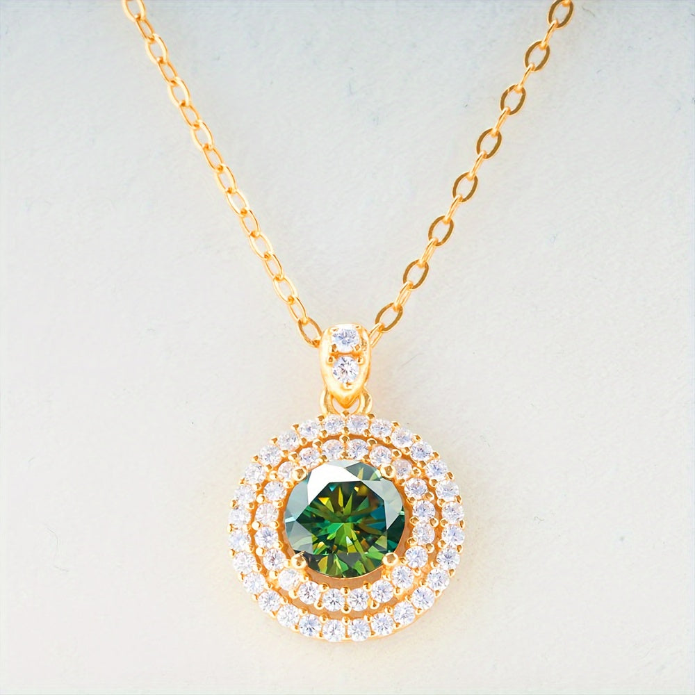 Lady 1 Carat Multicolor Moissanite Necklace Halo Pendant for Engagements Weddings Bridal