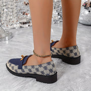 Women's Leather Loafers Four Seasons Embroidered Floral Oxford Shoes