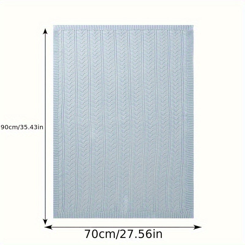 Manta de punto azul claro con patrón argyle de camello, suave algodón, cubierta versátil para cochecito