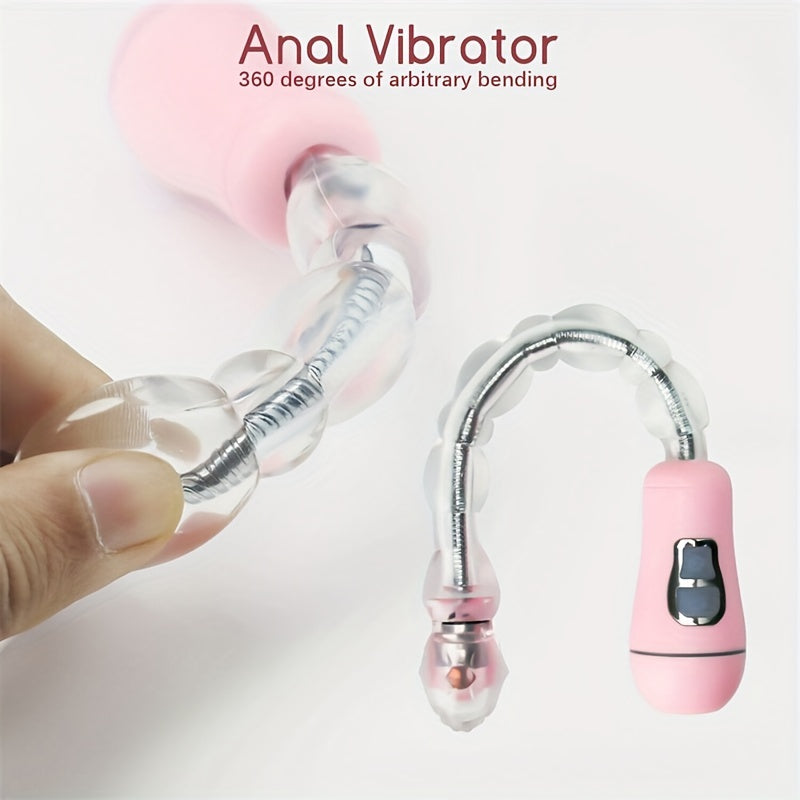 Flexible Silicone Vibrating Anal Beads with 12 Modes, USB Rechargeable