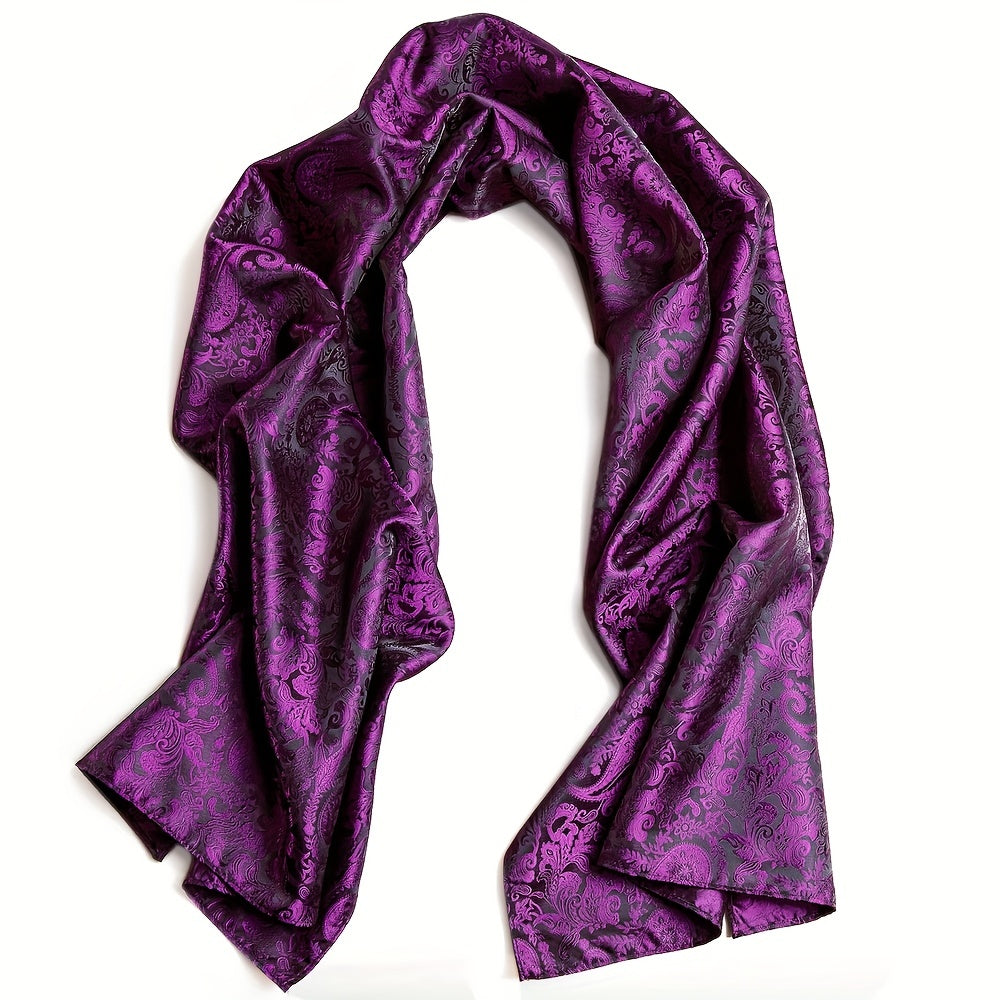 Men's Black Jacquard Paisley Floral Scarf for Autumn Winter