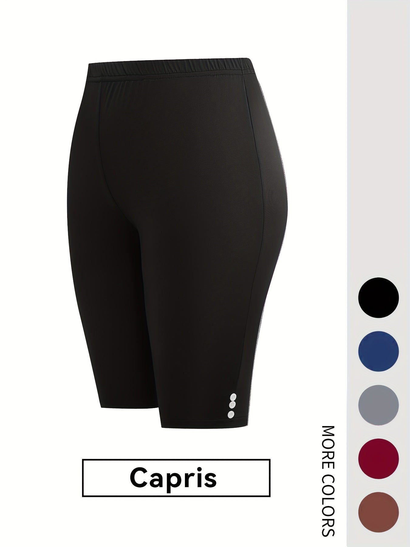 Plus-Size Women's Stretchy Fitted Shorts with Elastic Waistband Set of 6