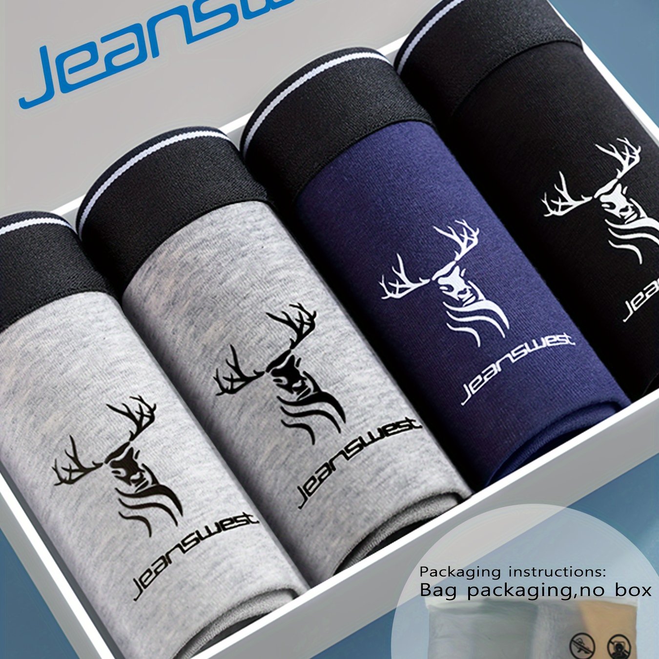 Men's Cotton Boxer Briefs 4-Pack Breathable Stretchy Print Underwear