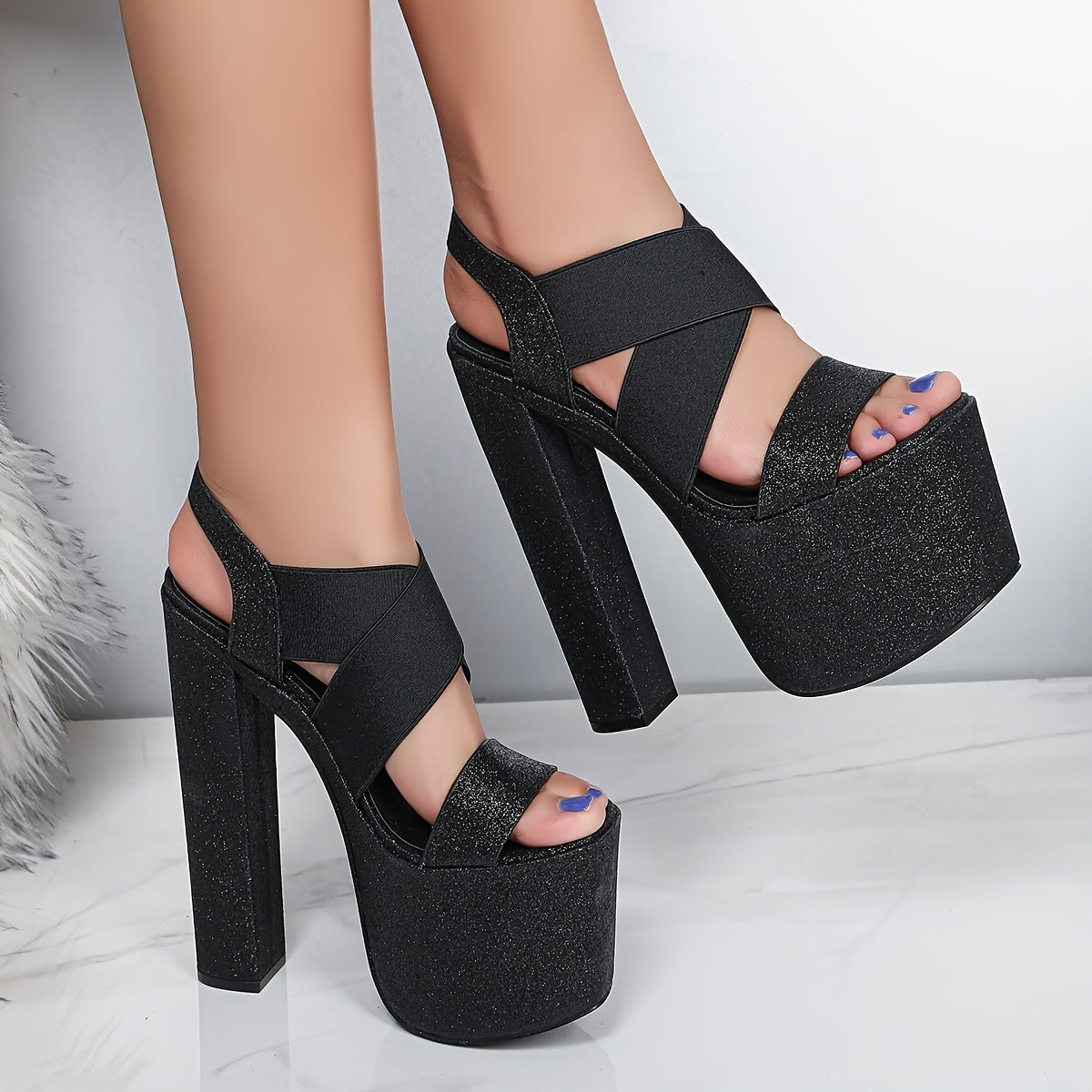 Women's Platform High Heels 19cm Thick Sole Non-Slip TPU Shoes for Party Night Out