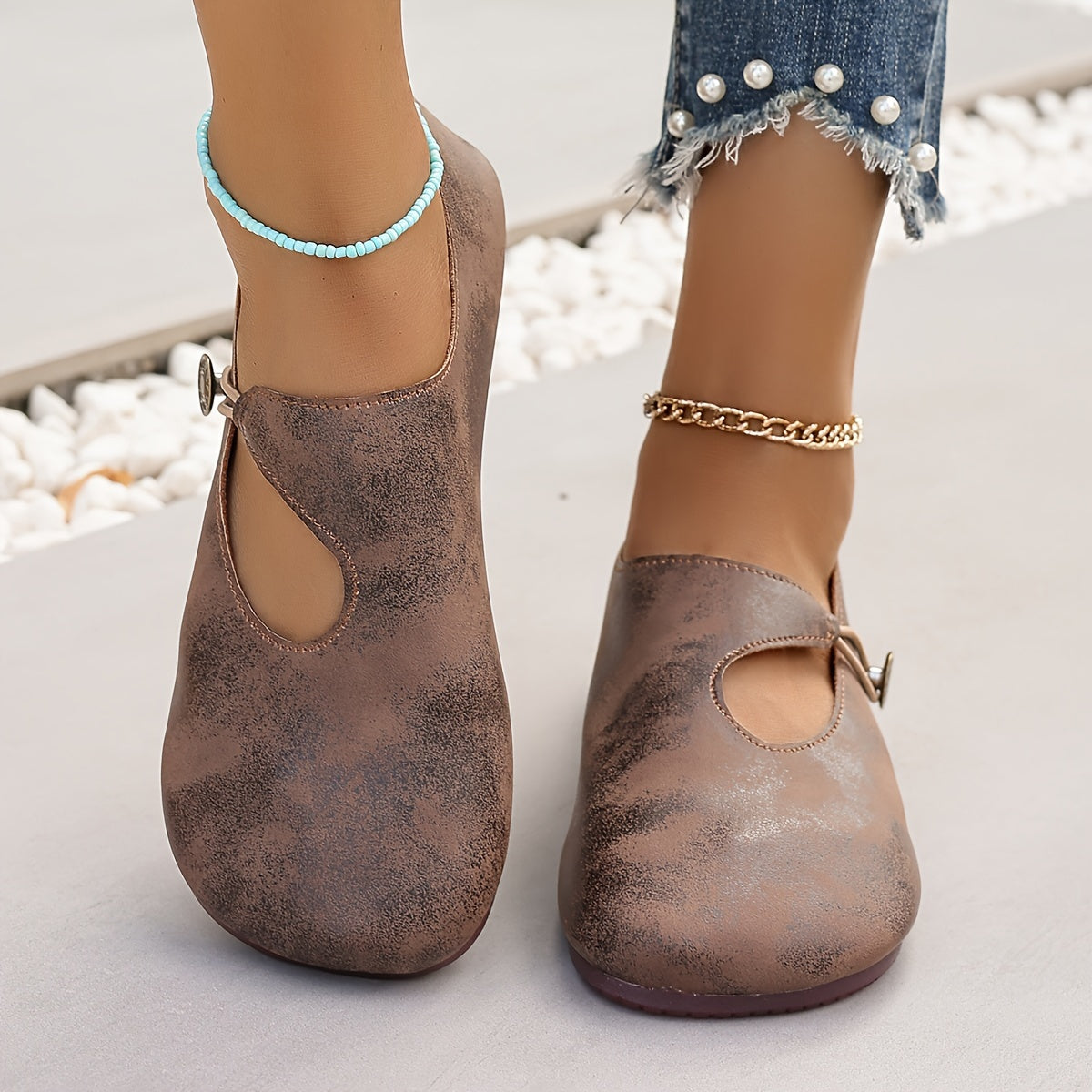 Women's Flat Shoes Slip-On All-Season Solid Color Comfort with TPR Sole