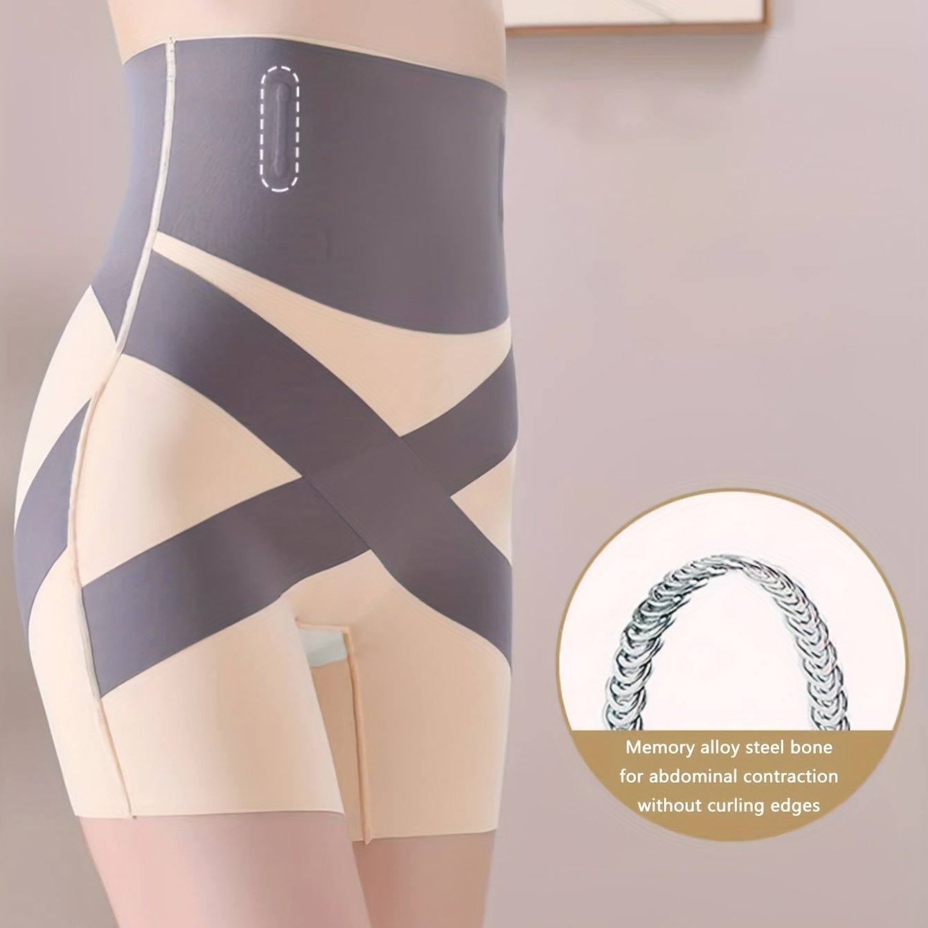 Pantalones cortos moldeadores de cintura alta para mujer, de poliamida y spandex, con tirantes cruzados, soporte y reducción de muslos