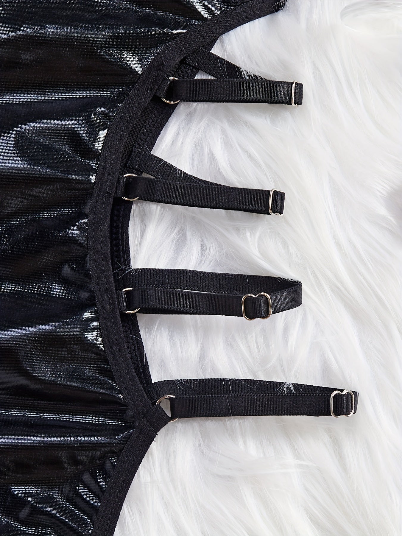 Women’s Black PU Halter Bodysuit with Cut Out Backless Design