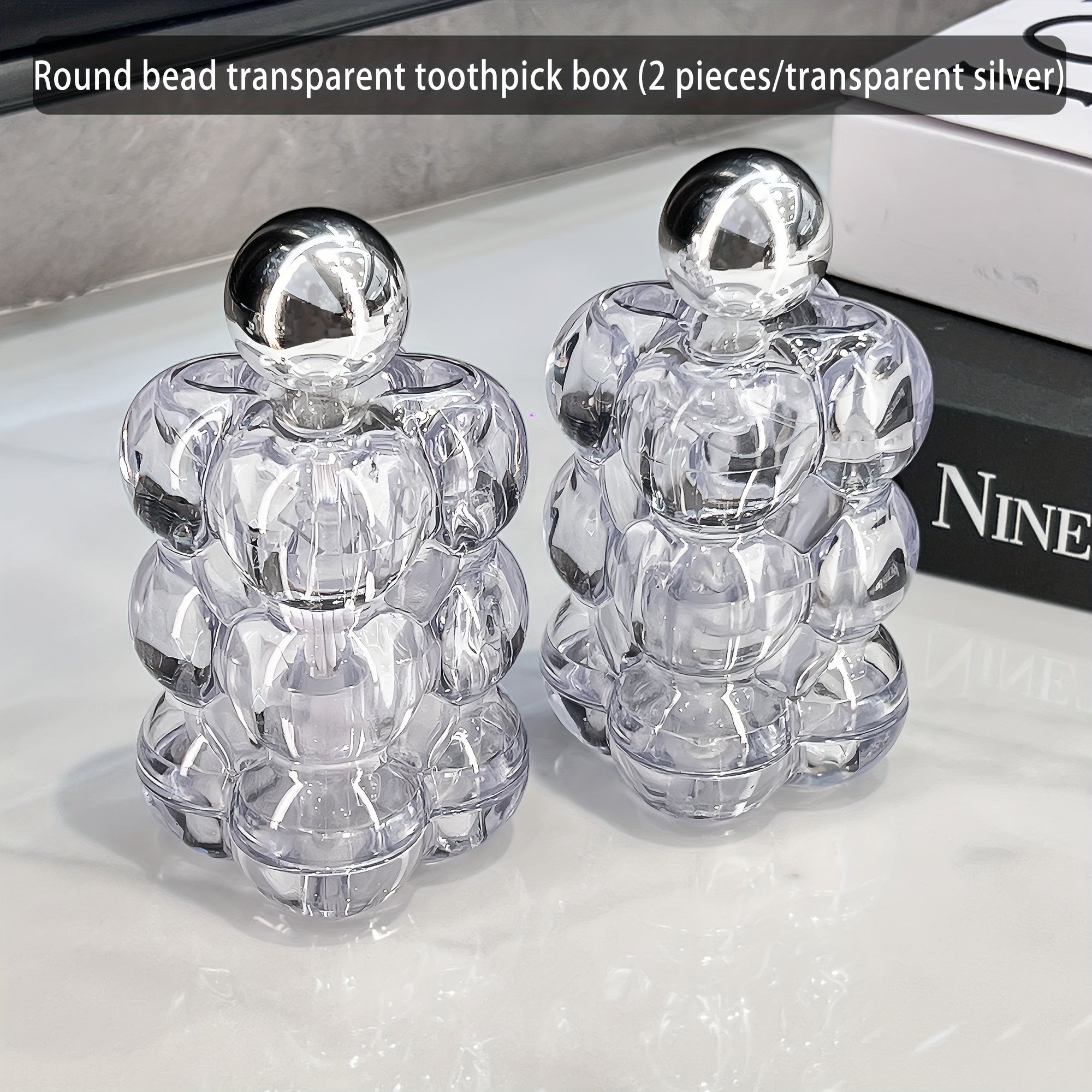 Porta palillos de plástico con diseño de cuentas, dispensador transparente para bastoncillos de algodón